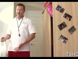 Teacher drills young female